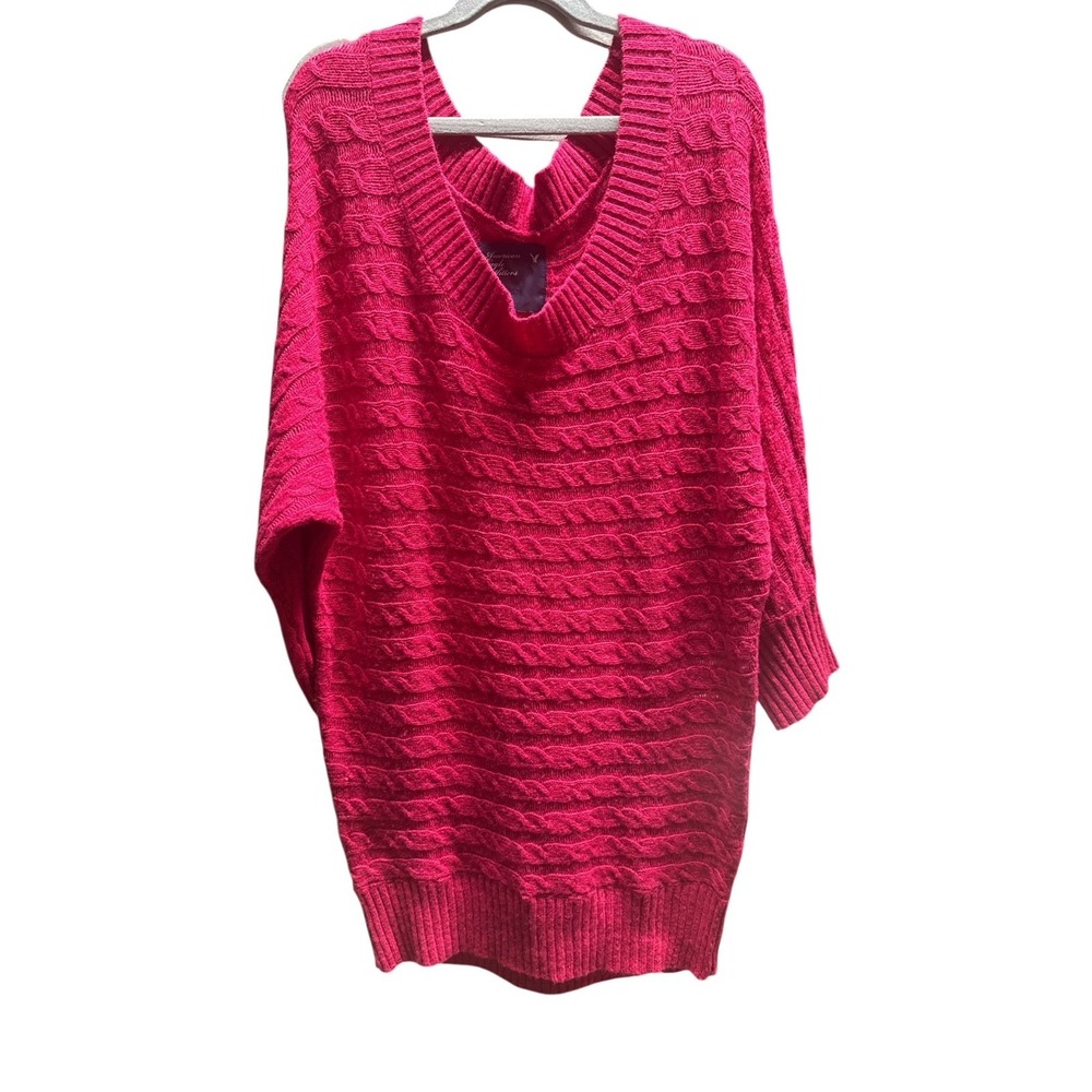 American Eagle Red Cable Knit Dolman Sleeve Sweater Medium Cozyโ Casual Chic